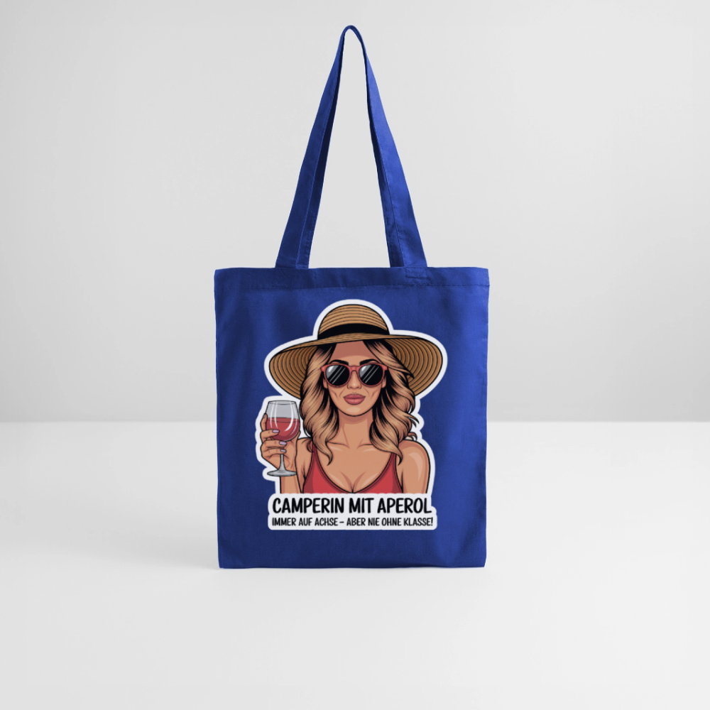 Camperin mit Aperol I Stoffbeutel - Royalblau