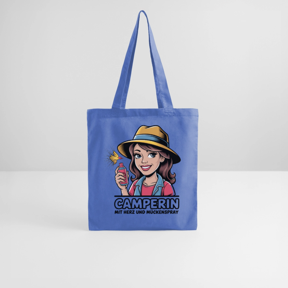 Camperin mit Herz und Mückenspray I Stoffbeutel - Hellblau