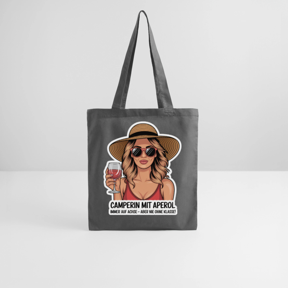 Camperin mit Aperol I Stoffbeutel - Graphite