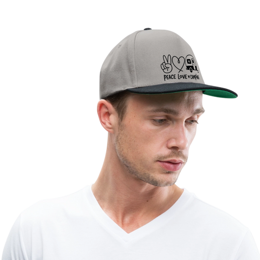 PEACE LOVE CAMPING | Snapback Cap - Graphit/Schwarz