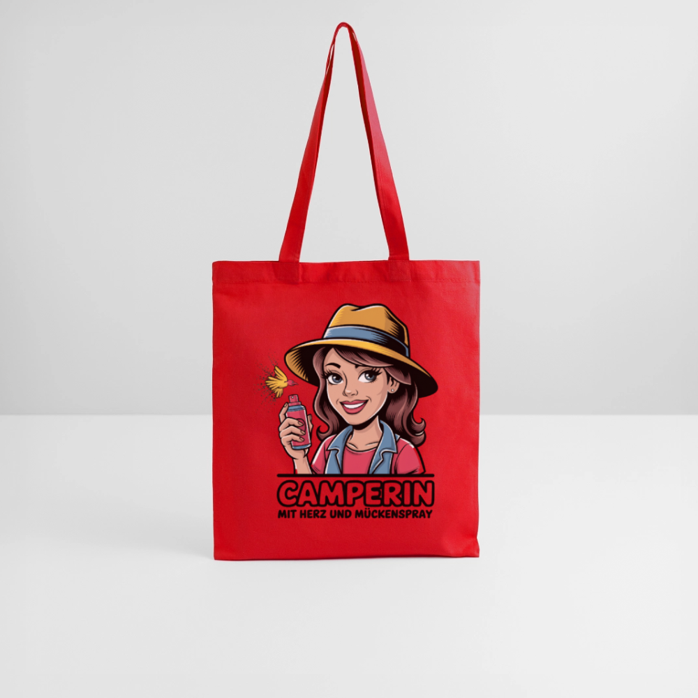 Camperin mit Herz und Mückenspray I Stoffbeutel - Rot