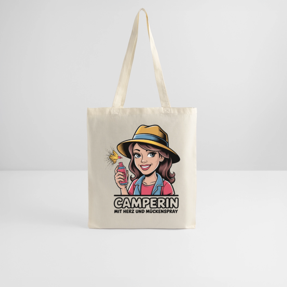 Camperin mit Herz und Mückenspray I Stoffbeutel - Natur