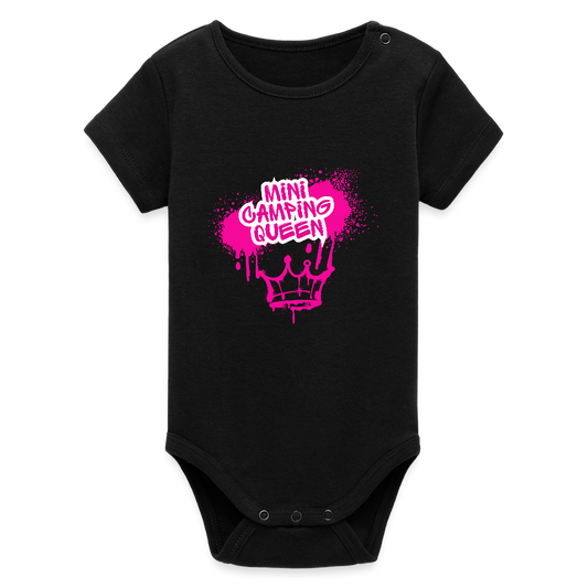 MINI CAMPING QUEEN | Stanley/Stella Baby Bio Kurzarm-Body - Schwarz