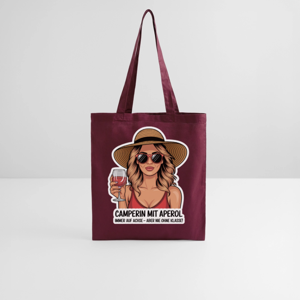 Camperin mit Aperol I Stoffbeutel - Burgunderrot