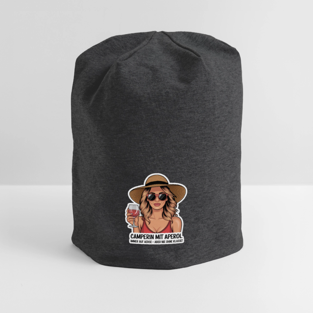 Camperin mit Aperol | Jersey-Beanie - Anthrazit