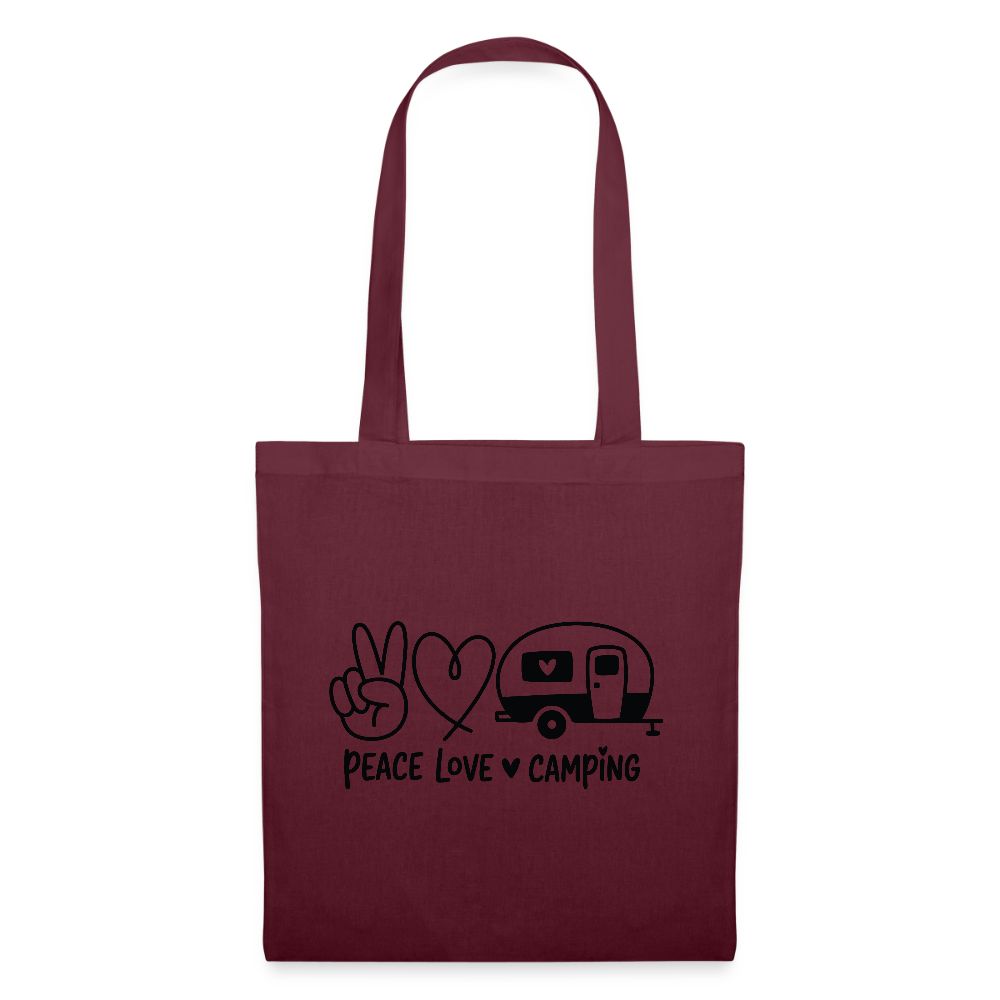PEACE LOVE CAMPING | Stoffbeutel - Burgunderrot