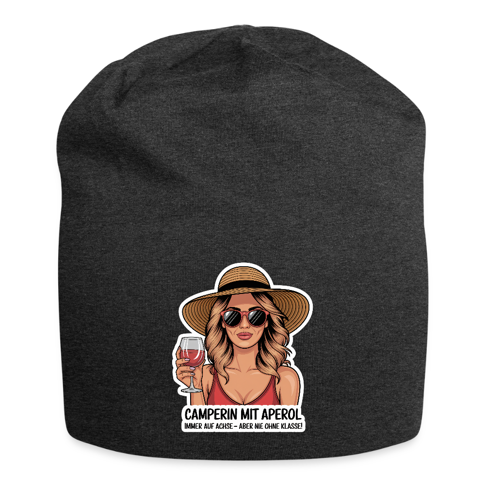 Camperin mit Aperol | Jersey-Beanie - Anthrazit